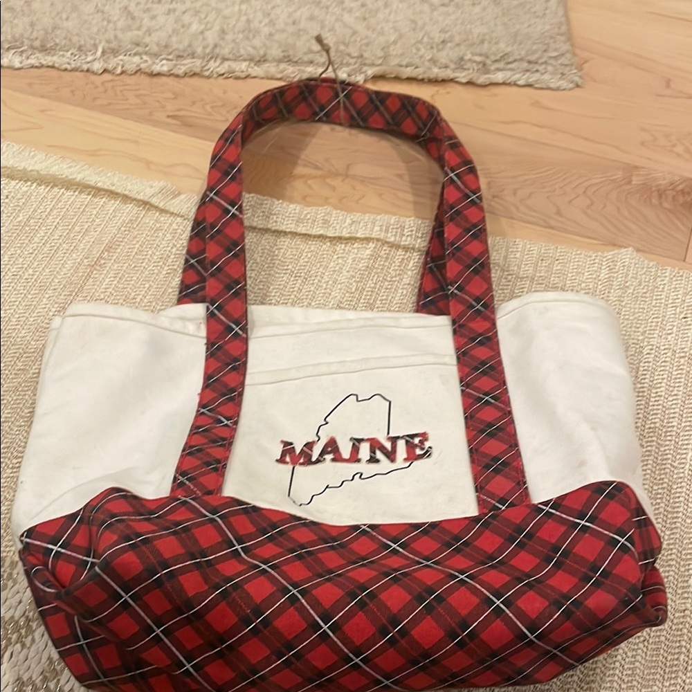 Red and White Plaid Tote Bag